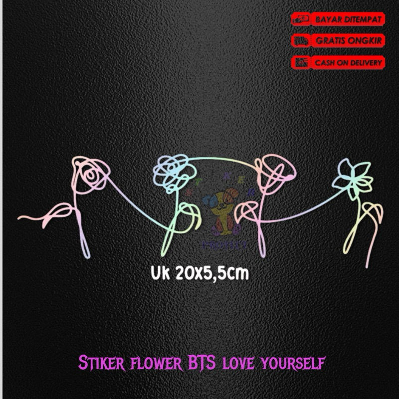 

Sticker cutting flower Loveyourself BTS stiker army laptop helm motor keren