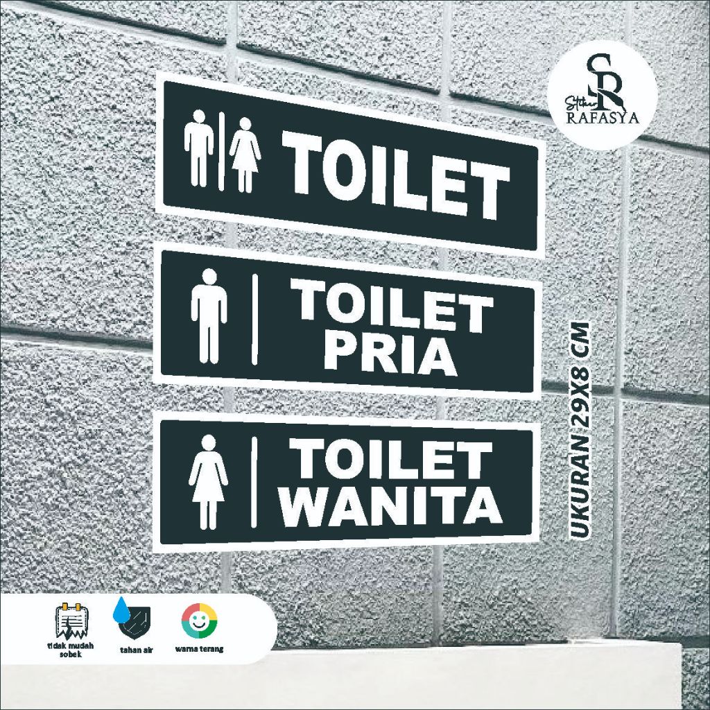 

STIKER TOILET \ TOILET PRIA DAN WANITA WARNA HITAM Ukuran 25X8 cm + Dilaminasi Glosy