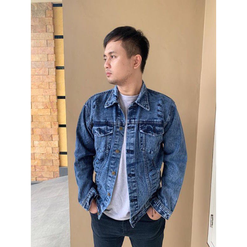 HOT PRODUCT JAKET JENS PRIA, BAHAN JENS DENIM TEBAL 13 OS