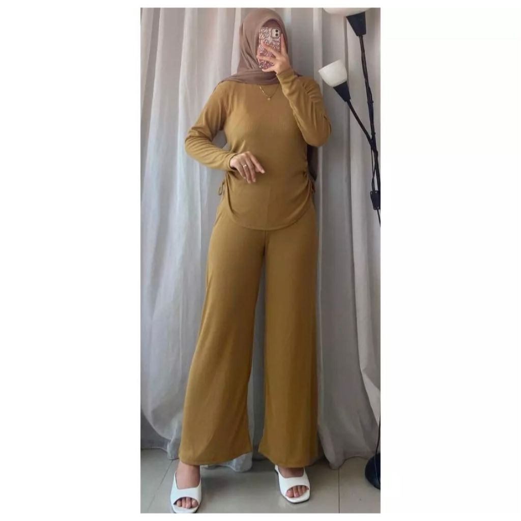 One Set Serut Tali Knit / Setelan Wanita / Oneset Serut Knit Premium / Oneset Kekinian / One Set Wan