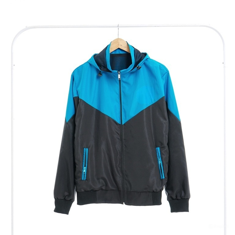 Jaket Parasut kombinasi Olahraga Turkis Hitam