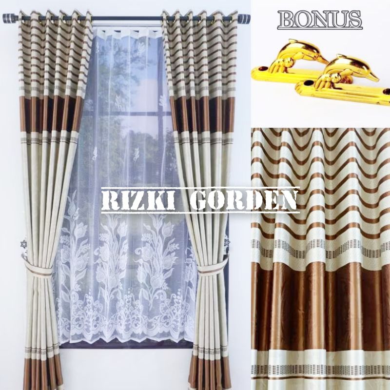 gorden pintu gorden jendela blackout minimalis kombinasi motip garis garis zebra