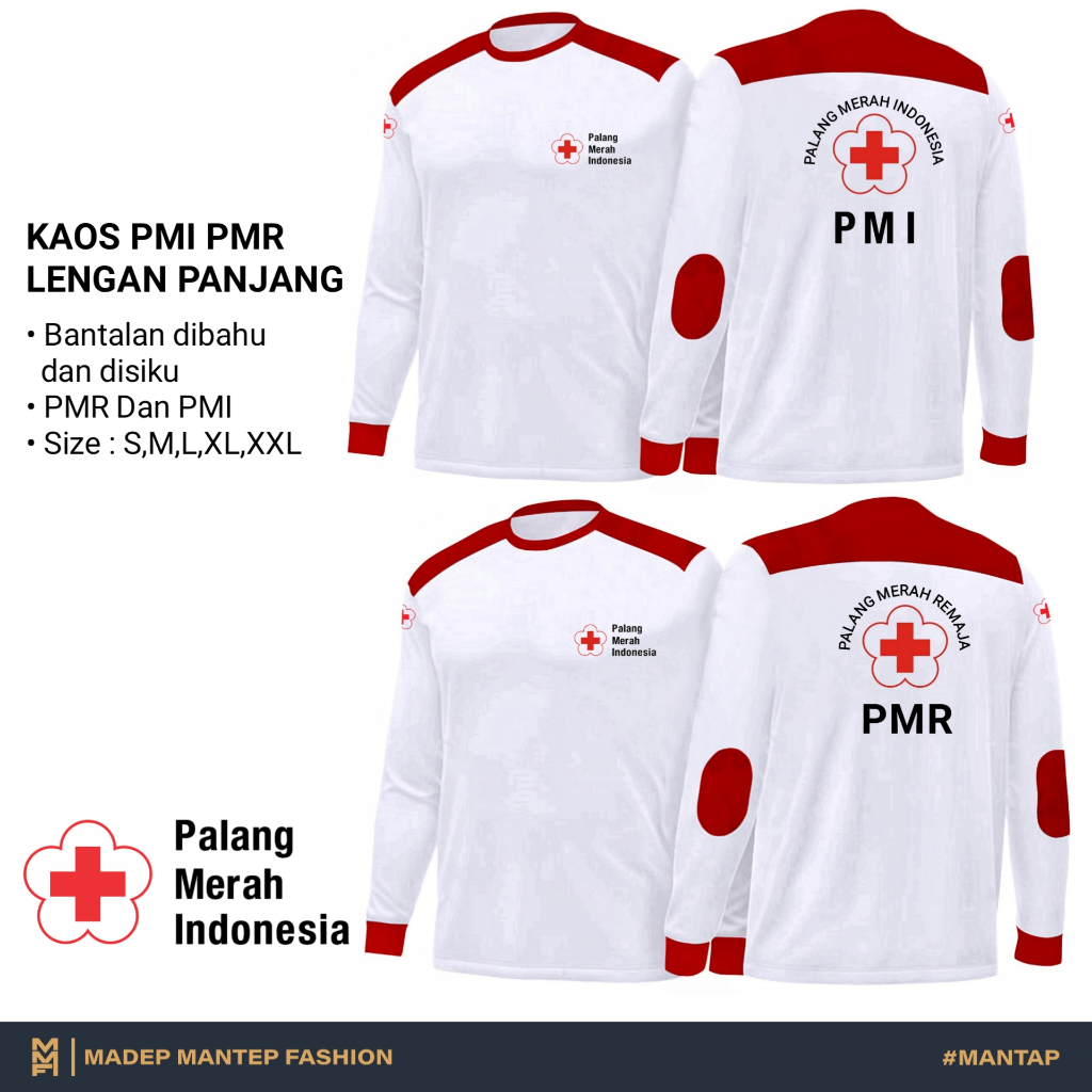 Kaos PMR Lengan Panjang Kaos PMI Lengan Panjang Kaos Kegiatan PMR PMI Lengan Panjang - KAOS PHH