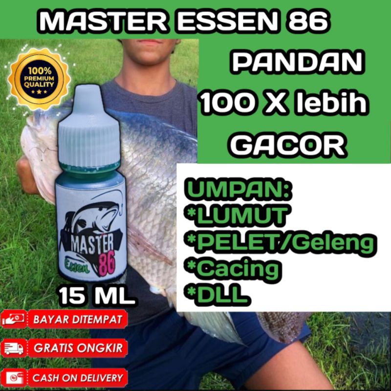 Essen Gacor isi 15 ml master86 rasa Pandan % pemikat ikan Mas super Nila Mujair mujaer  lele super b