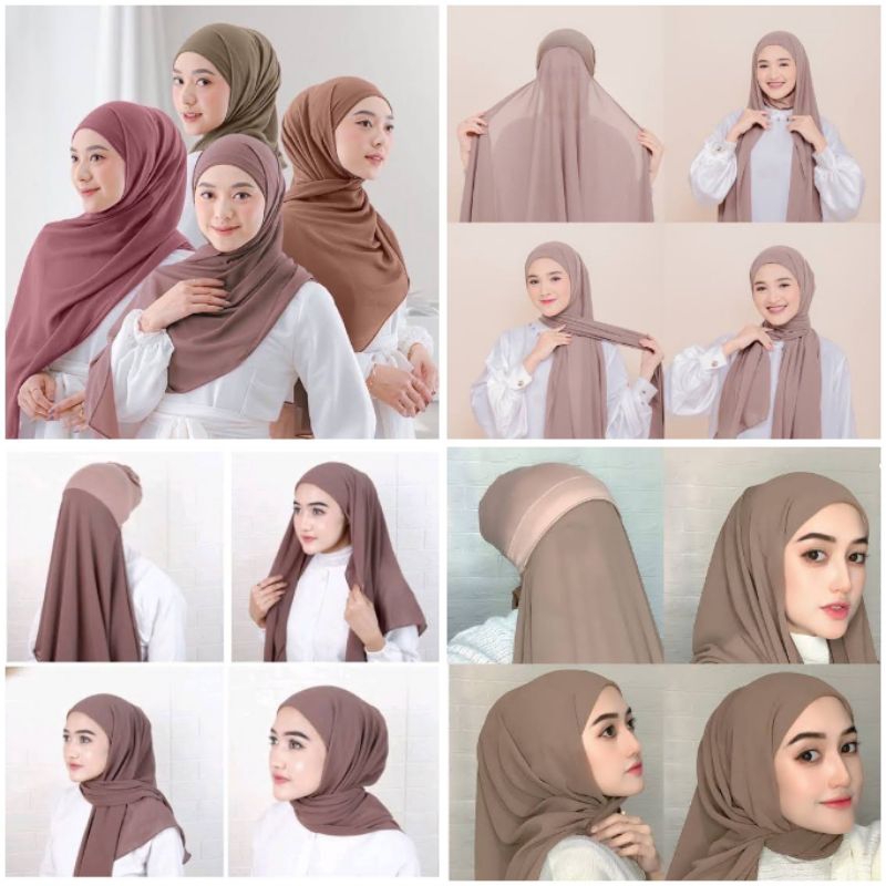 Pashmina Ceruty + Inner Ciput Kaos Premium