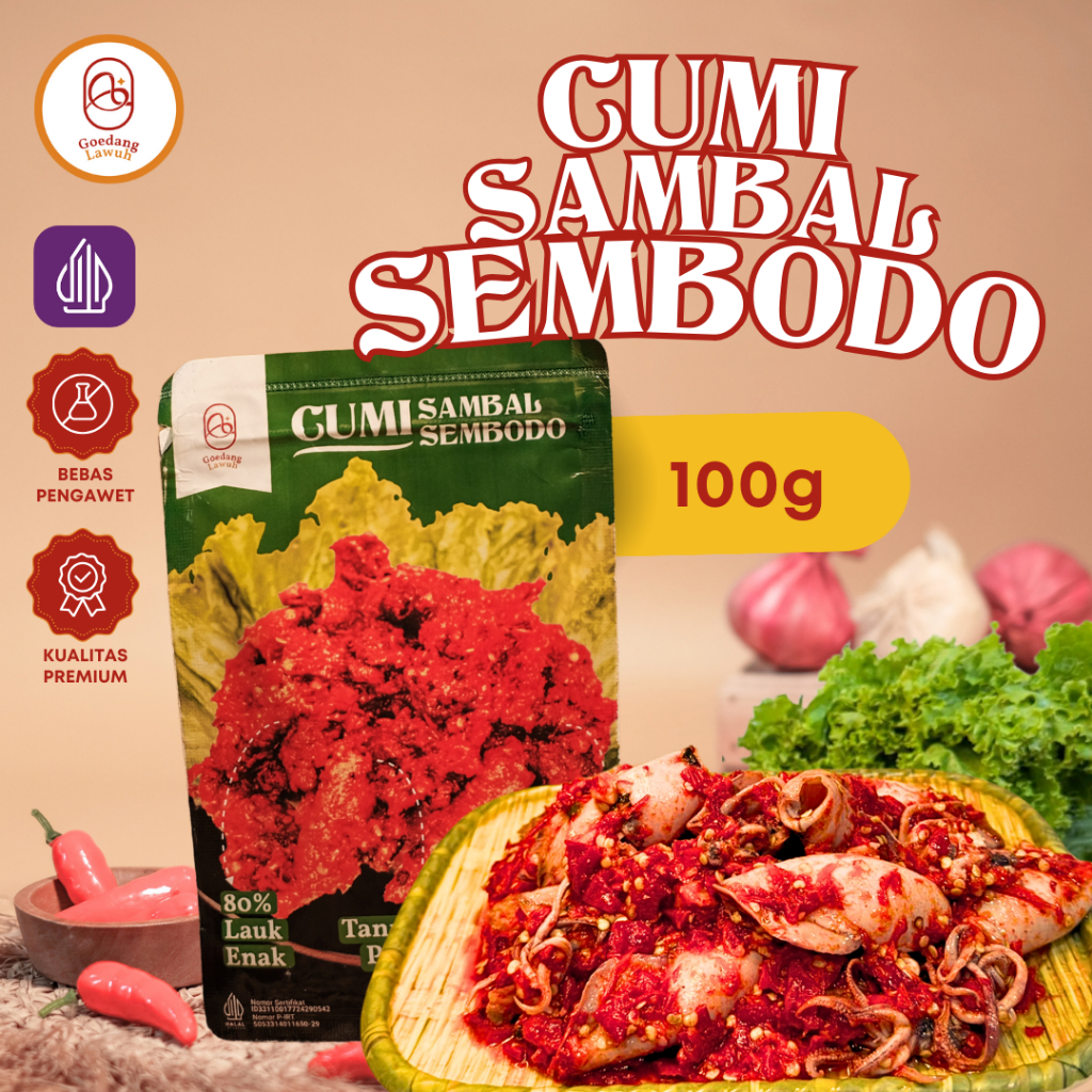 

LEBIH TERJANGKAU! Cumi Sambal Sembodo 100gr, Lauk Instan Siap Makan, Goedang Lawuh