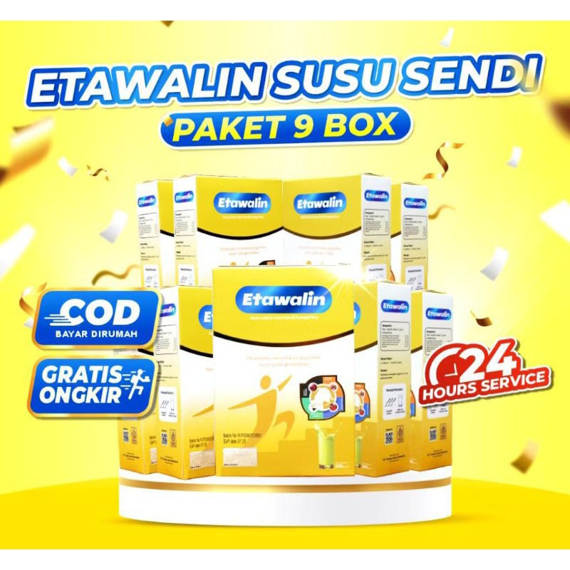 

Susu Etawalin 9 Box Paket Kesehatan Tulang Sendi - Atasi Asam Urat Rematik & Nyeri Badan 200gr