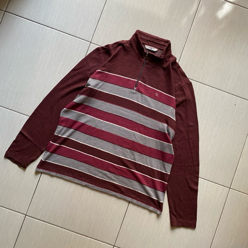 Arnold Palmer Kaos Halfzip lengan panjang Salur