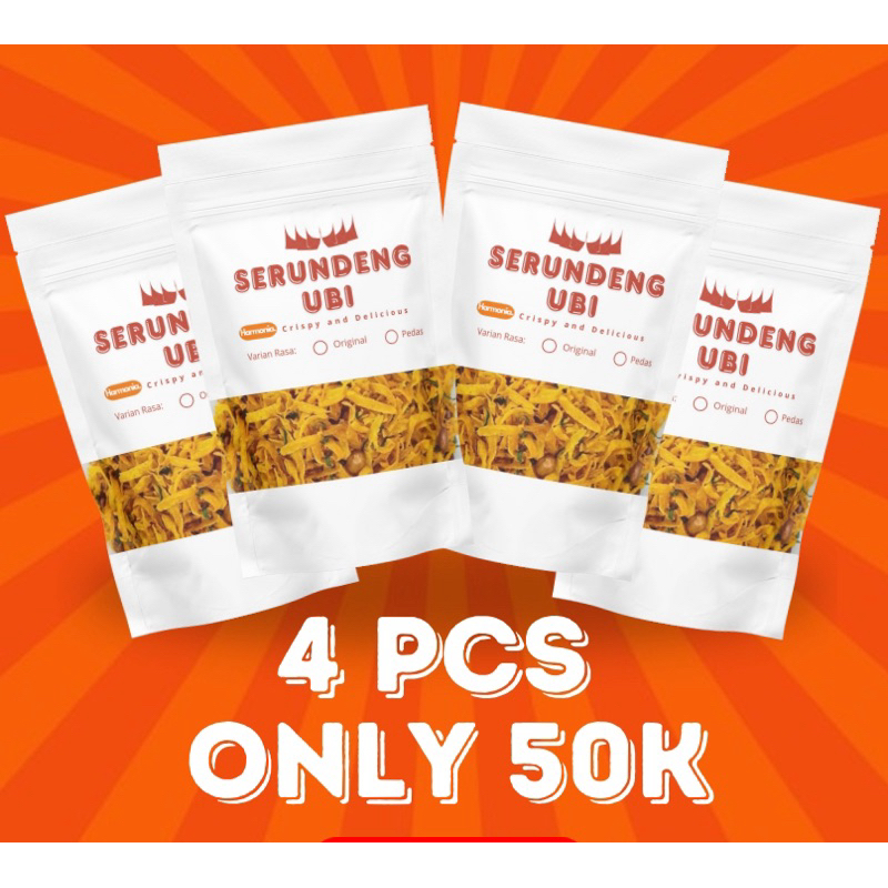 

Promo 4 Pcs 50K Serundeng Ubi Harmonia