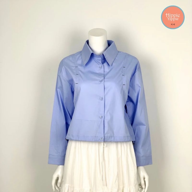 Atasan Wanita Crop Korea - Kemeja Serut-Serut Gemas - Hippie Fashion