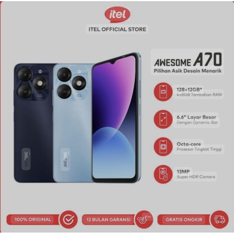 Itel A70 Ram 12(4+8)/128gb Murah Resmi