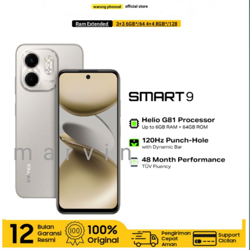 Infinix Smart 9 Ram 3+3GB*/64 & Ram 4+4GB*/128 [Extended Ram 6 & 8GB]