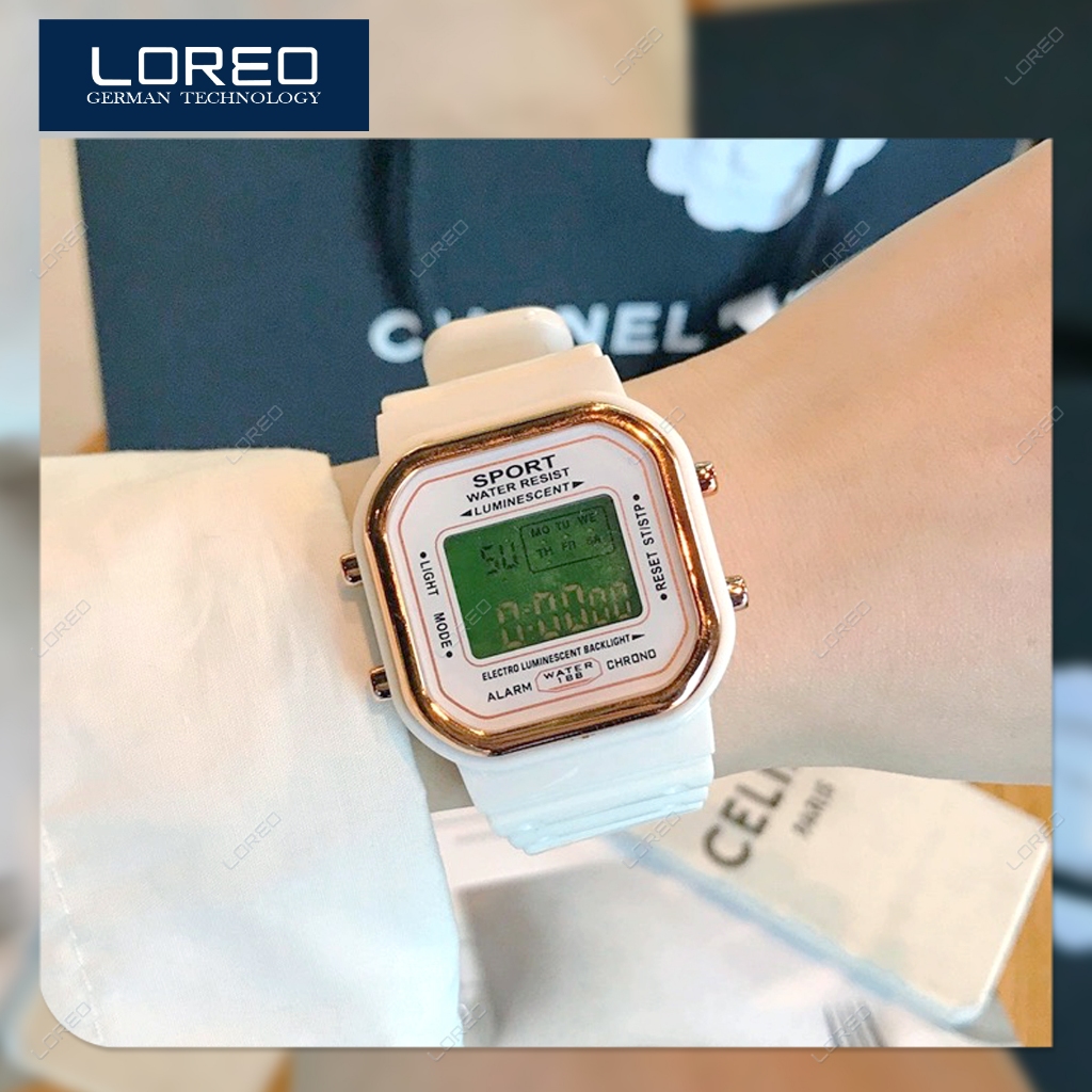 Loreo - Jam Tangan Digital Sport Rubber Jam Tangan Unisex Fashion Multi-fungsi