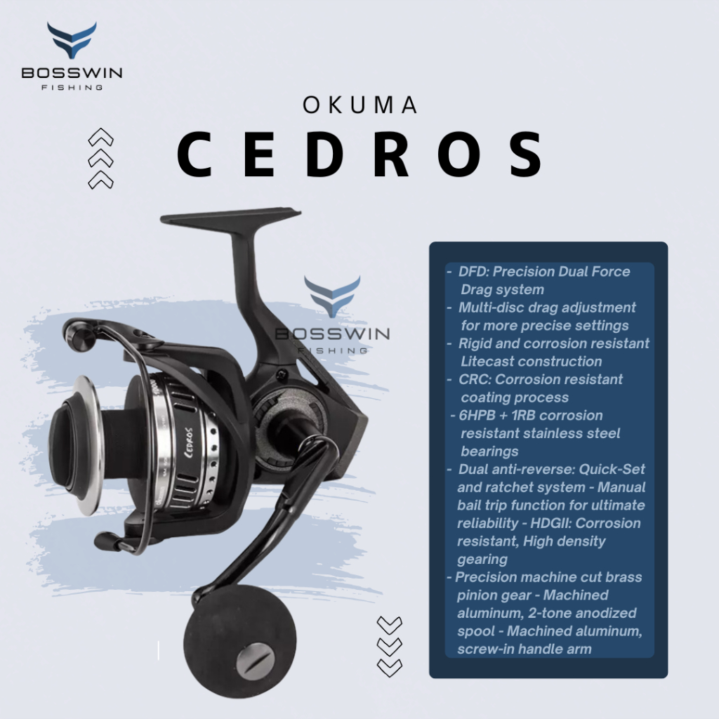 REEL OKUMA CEDROS POWER HANDLE SALT WATER UKURAN 4000H,  6000H, 8000, 10000, 14000