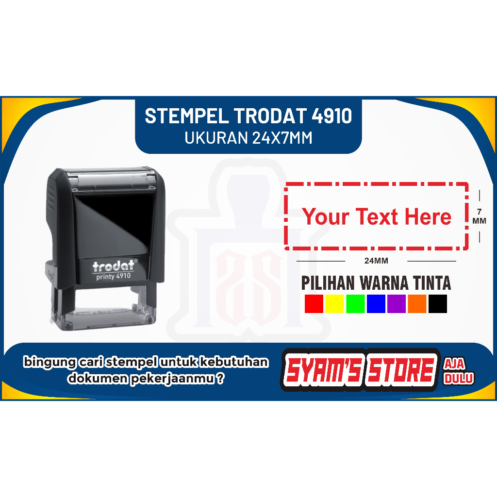 

Stempel custom TRODAT 4910, stempel nama dokter, stempel perawat, stempel nama kantor