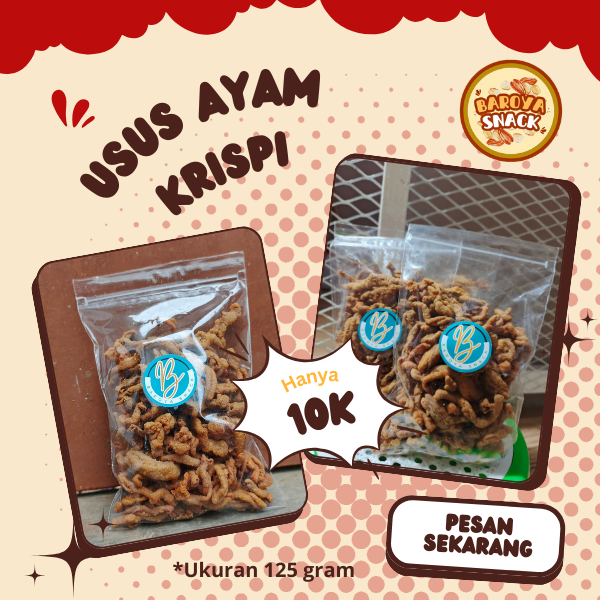 

Snack Usus Ayam Krispi Rasa Orginal Gurih / Usus Ayam Krispi 125 gram