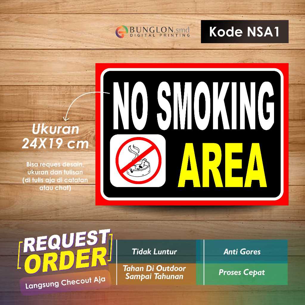 

STIKER NO SMOKING AREA + LAMINASI KODE NSA1 HITAM