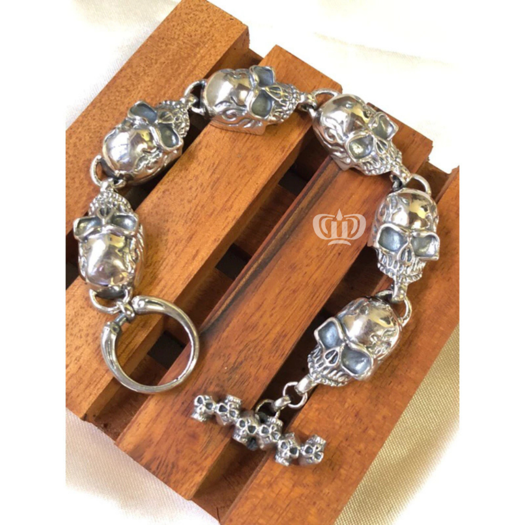 Dewi Souvenir Silver | Gelang Tengkorak Besar Pria Cowok Biker Perak