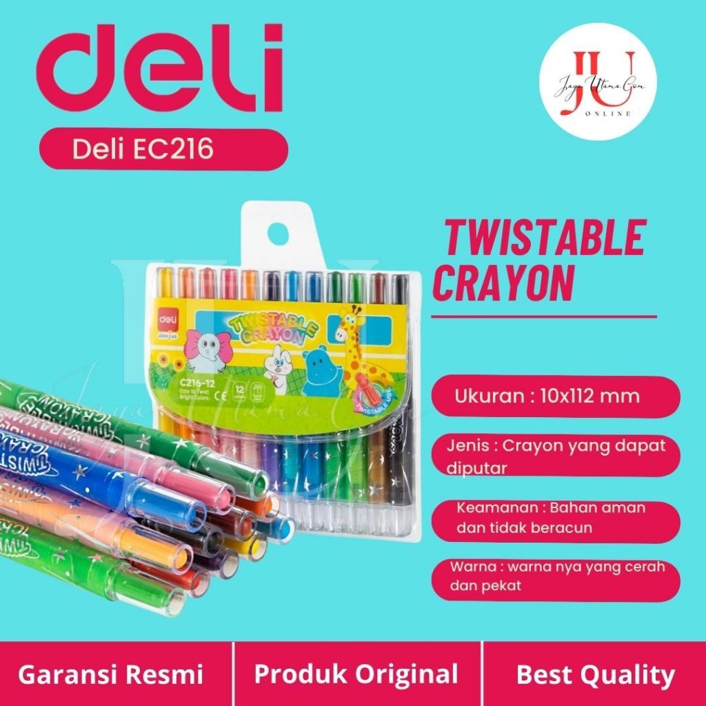 

Crayon Deli Twistable, Gel Isi 12 Dan 24 Warna Original