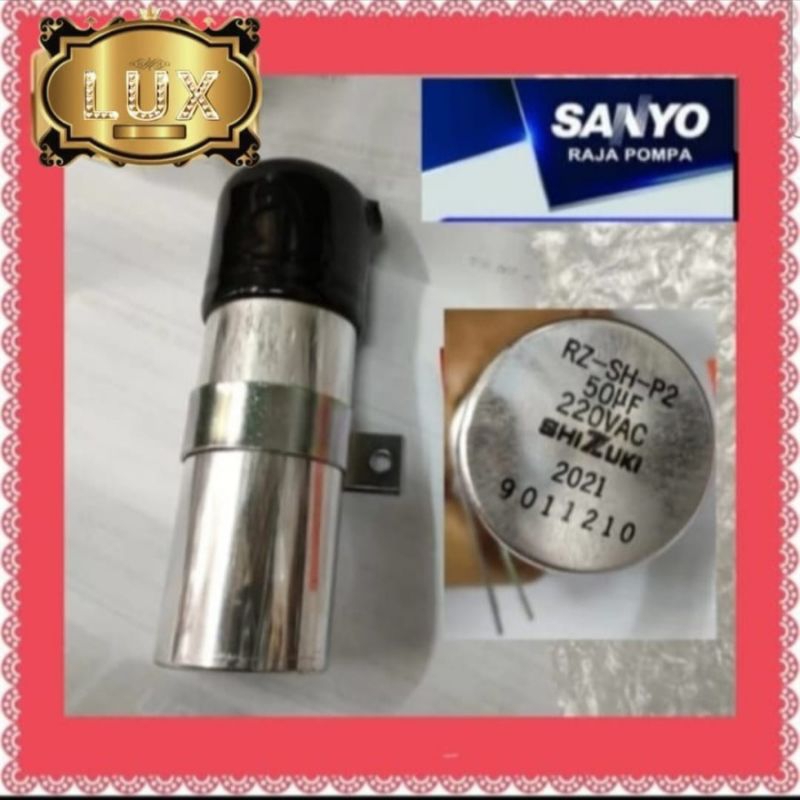 Capasitor alumunium Sanyo 50 UF colok mesin pompa air jet pump PDH 405 JP 400 watt original jepang s