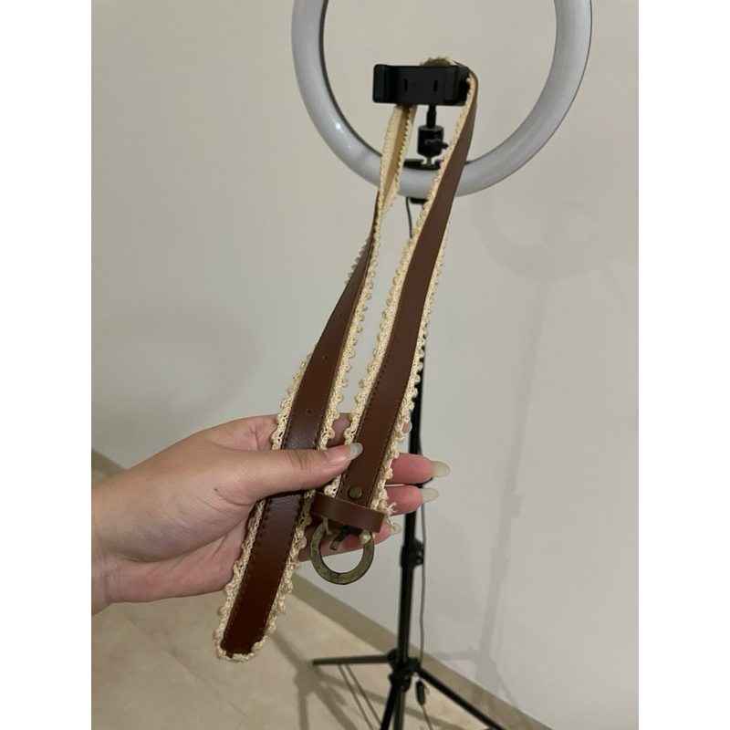 PRELOVED Belt sabuk renda lace coklat brown putih white bohemian ikat pinggang