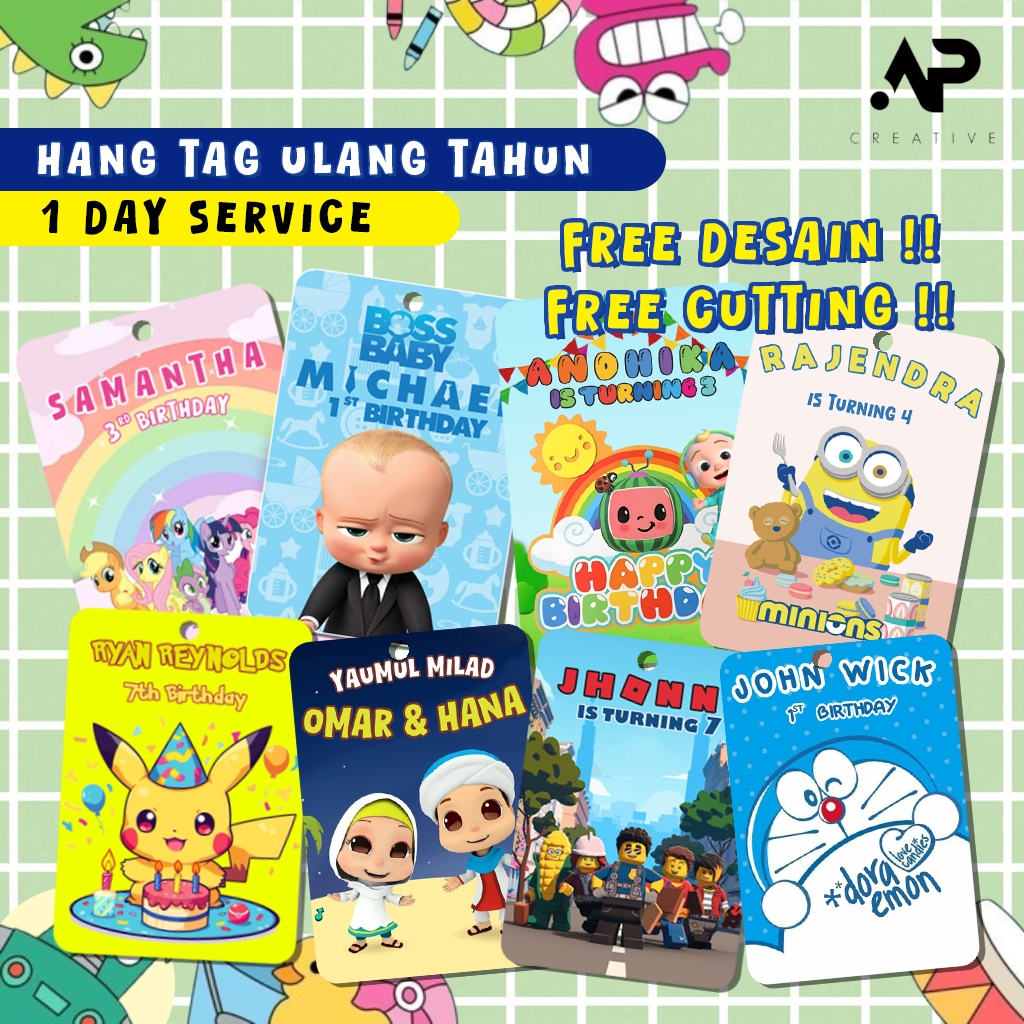

CUSTOM Hangtag Ulang Tahun Anak Hang Tag Ultah Custom Nama Tag Birthday