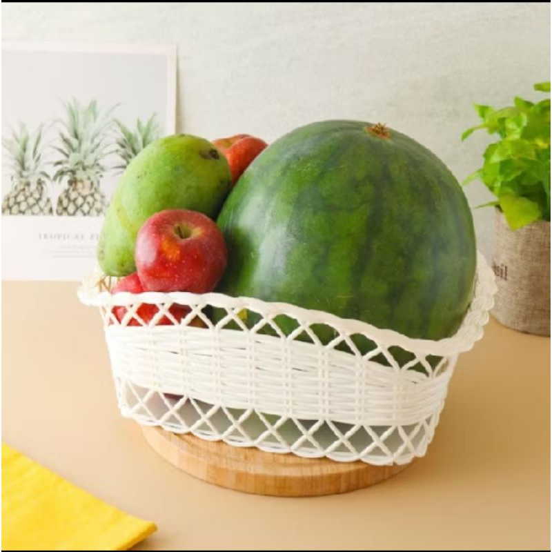 KERANJANG BUAH PLASTIK AESTHETIC SERBAGUNA/ TEMPAT BUAH PARCEL HAMPERS