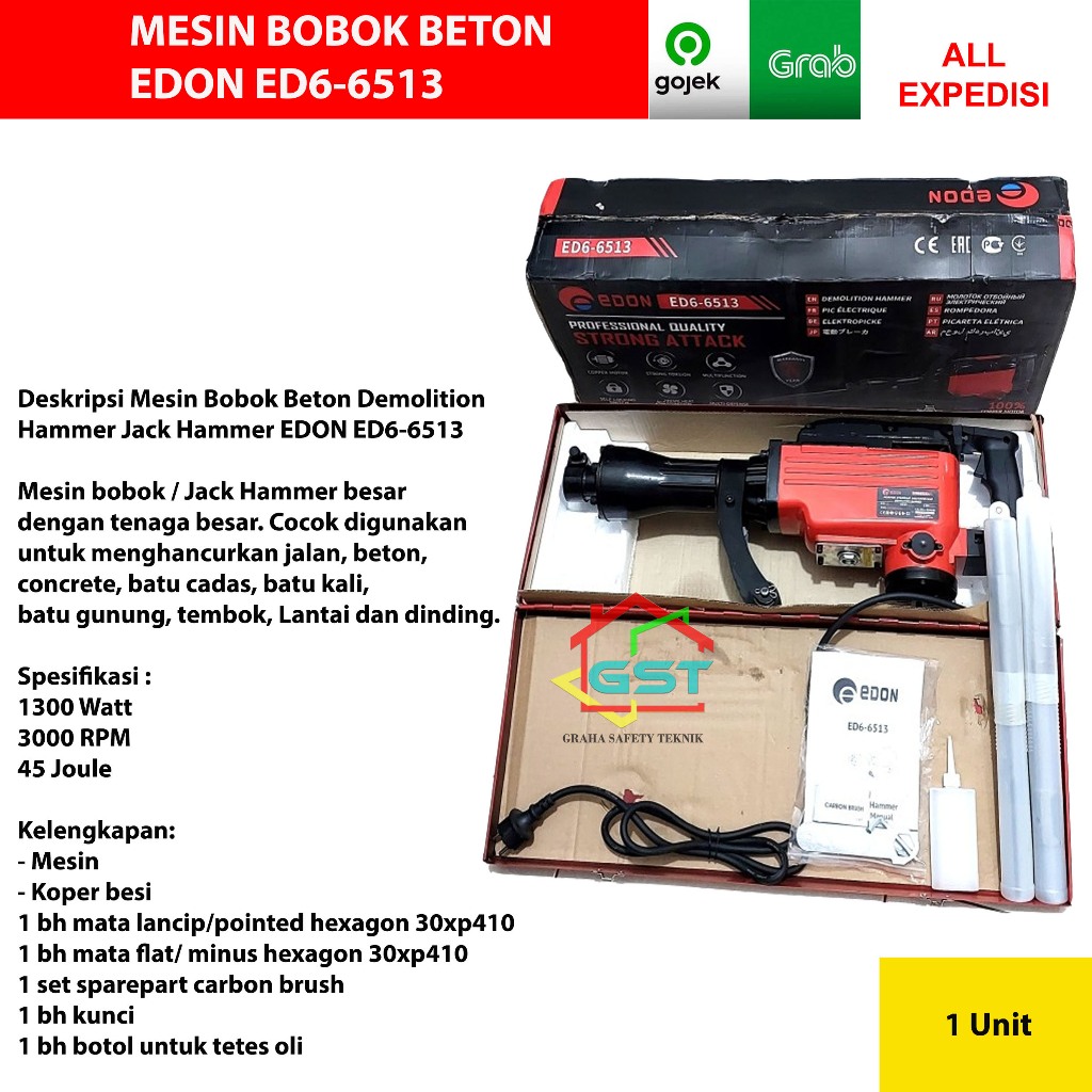 mesin bobok beton demolition hammer ed66513 EDON/jack hammer ed6-6513