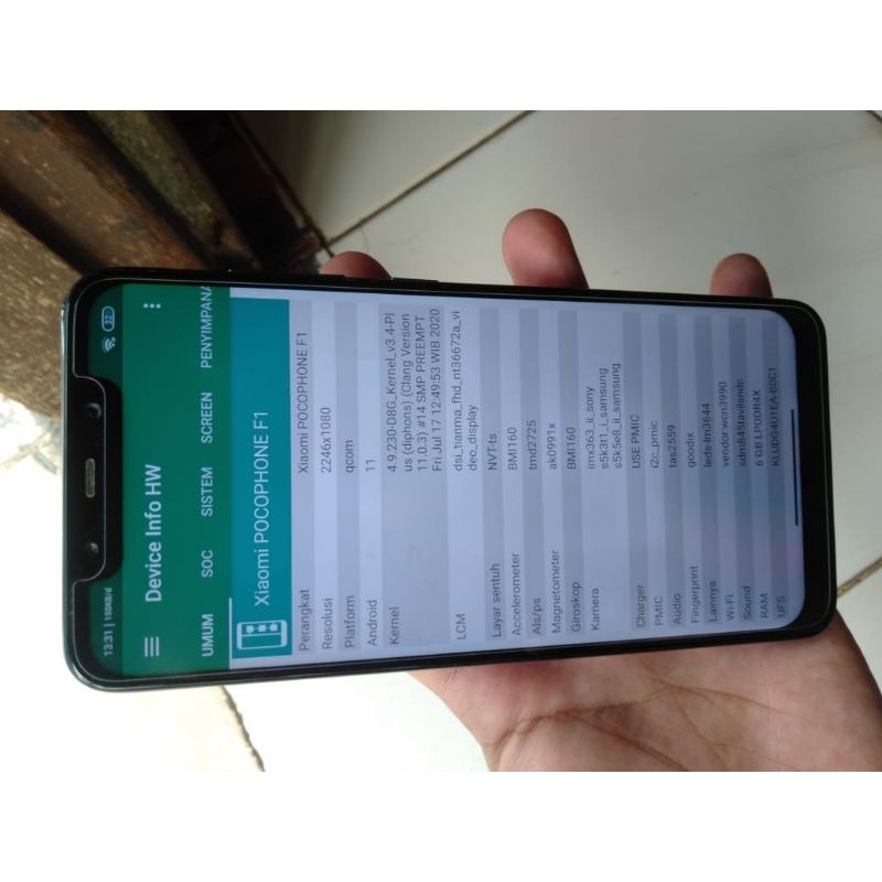 Lcd + frame Pocophone f1 copotan NVT