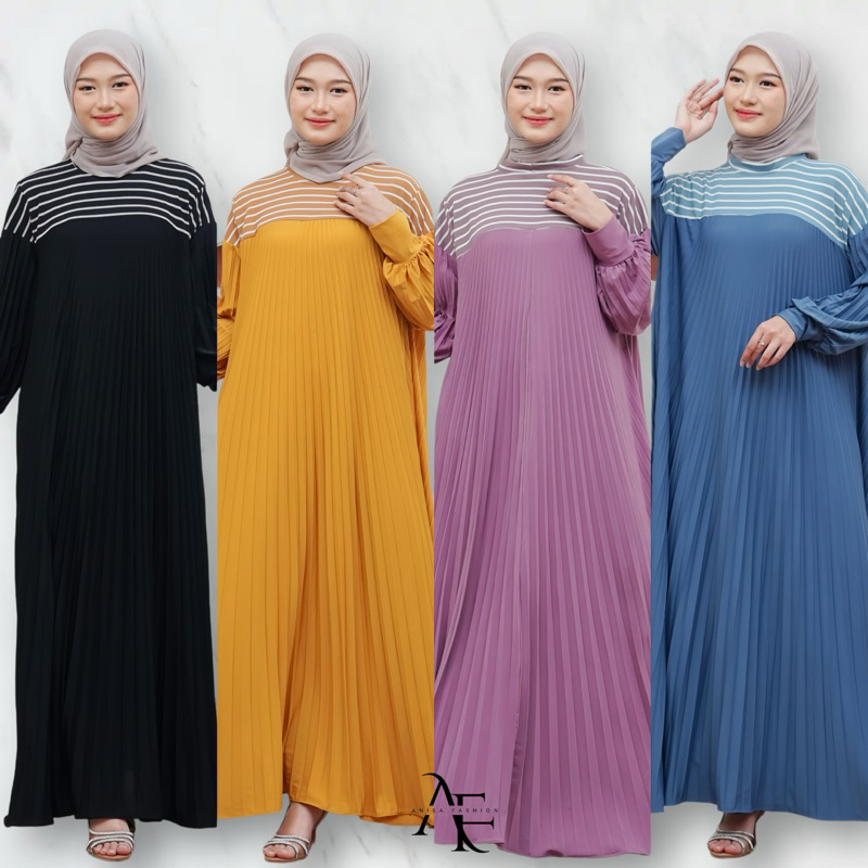 GAMIS FAZURA NEW DRESS KNIT KOMBI JERSEY VIRAL LD 110 - GAMIS PLISKET KNIT KOMBINASI JERSEY MOTIF SA