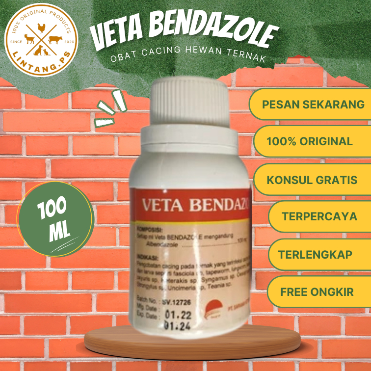 Veta Bendazole 100 Ml - Obat Cacing Ternak - Obat Cacing Sapi - Obat Cacing Kambing