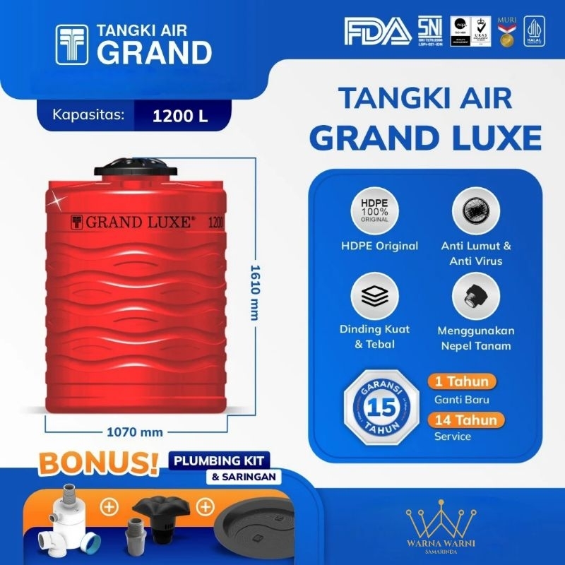 Tandon Tangki Air GRAND Luxe Oren 1200 liter