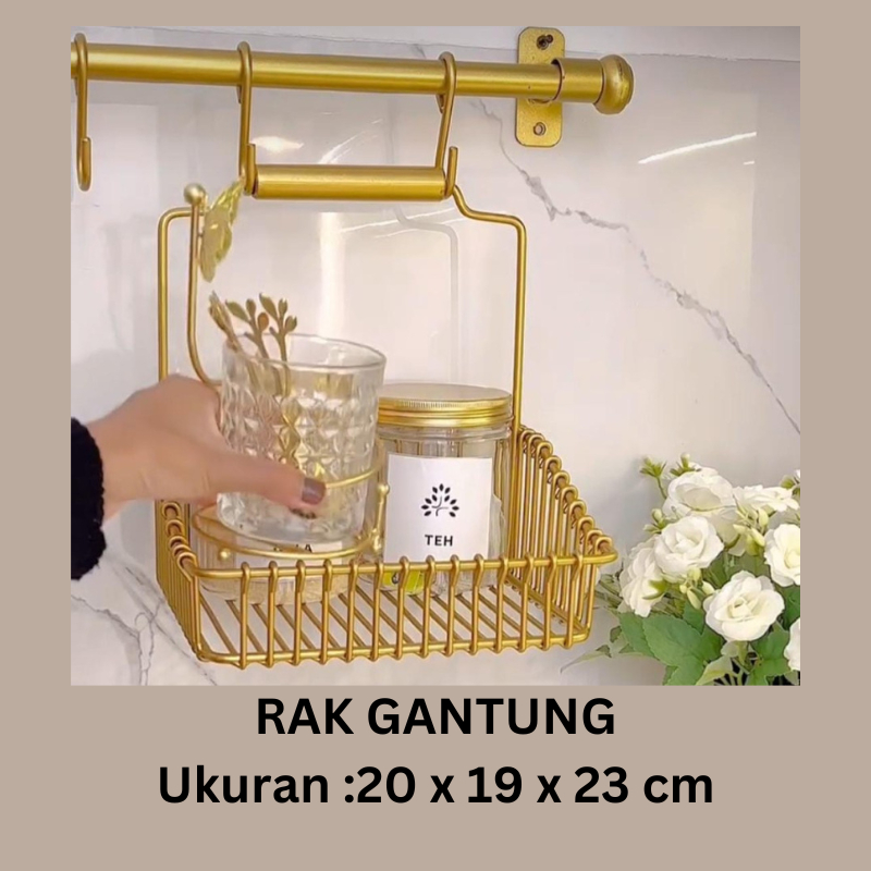 Rak Gantung Gantungan Dapur Rak Bumbu Dapur Serbaguna Mewah Gold/ Hitam