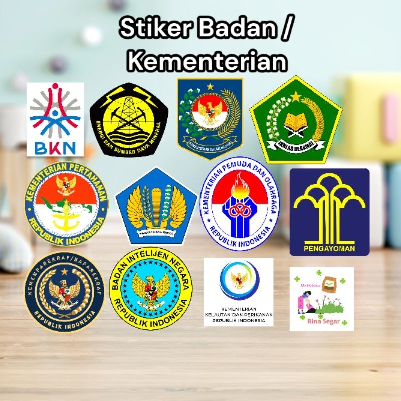 

Sticker Vynil Instansi Badan Intelijen Negara BIN Kemenkeu Kementerian Kelautan dan Perikanan Kemendagri Luar Negeri Kemenparekraf Kemenhan Kemenkumham Kemenpora ASN PNS Lembaga Republik Indonesia Sticker Pejabat CPNS Dekorasi Mobil Motor Waterproof