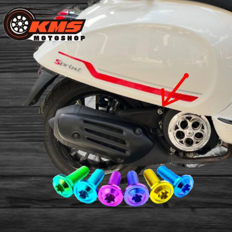 baut titanium knalpot ke arm vespa matic satu set 2 biji