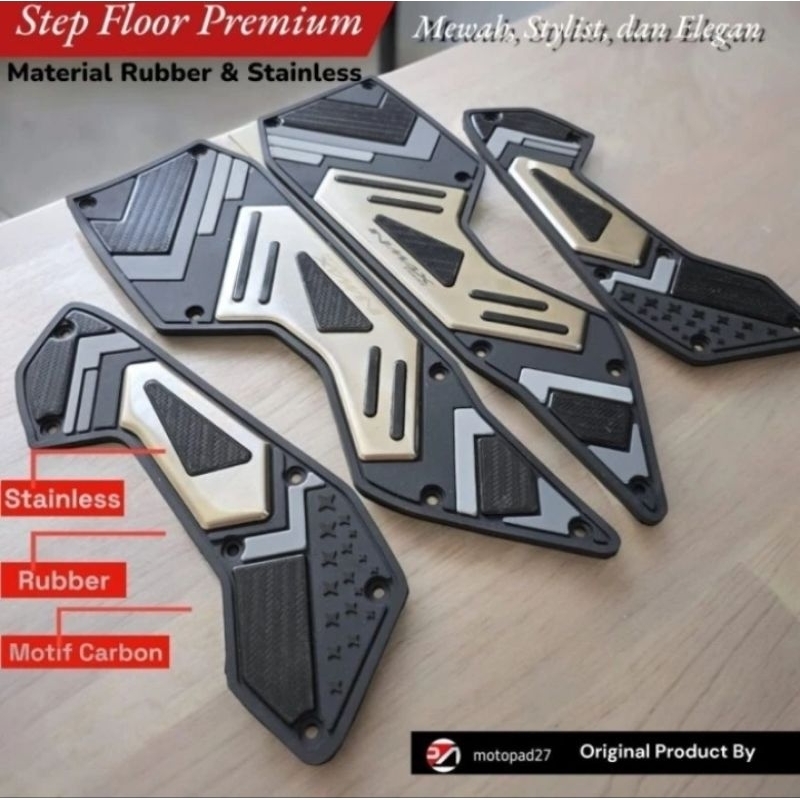 KARPET PIJAKN KAKI NMAX NEW NMAX TURBO NMAX 155 2020 2021 2022  2023 2024 rubber Stainless-biru gold