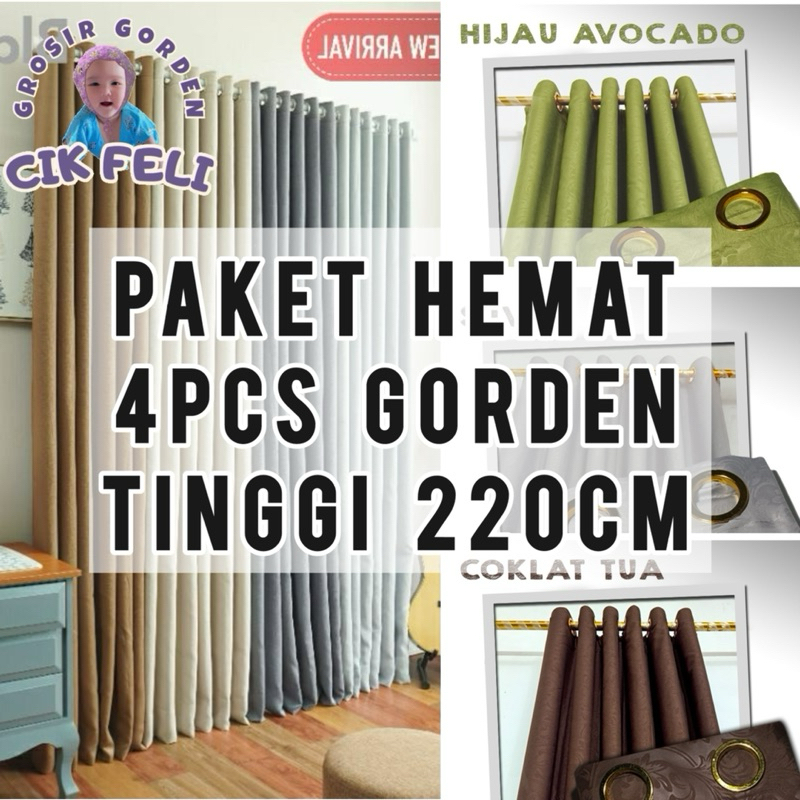 PROMO 4 PCS GORDEN JENDELA DAN PINTU MINIMALIS SMOKRING 10 LUBANG