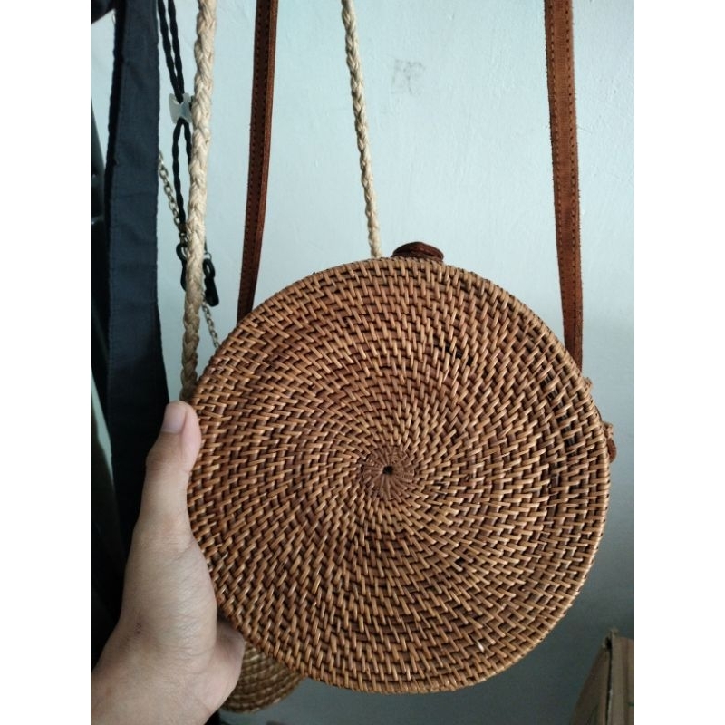 Preloved Tas Rajut Rotan Anyam Bali