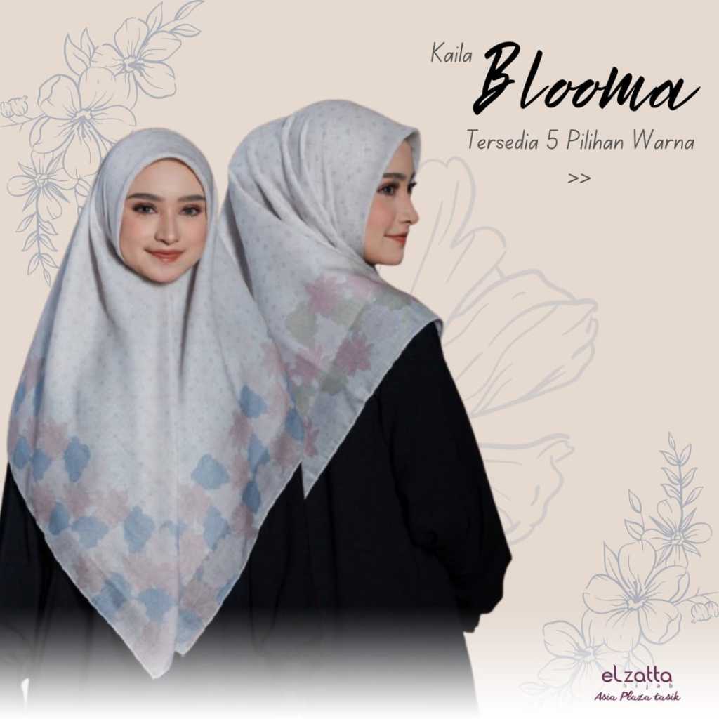 ELZATTA HIJAB SEGIEMPAT KAILA BLOOMA SEGI EMPAT ELZATTA