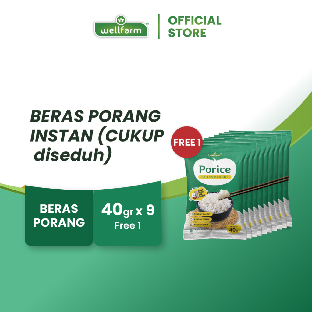 

Porice Beras Porang Sachet, Beras Instan Sehat Untuk Diet & Diabetes - Spesial Bundle 9Pcs + Free 1