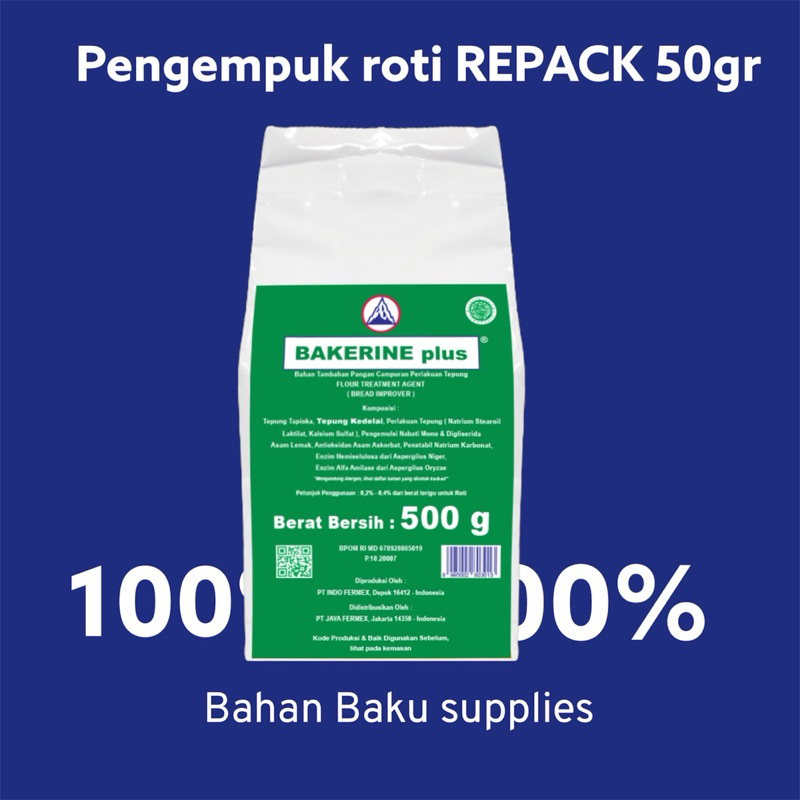 

Bread Improver BAKERINE PLUS 50gr (Pelembut & Pengempuk Kue/Roti)