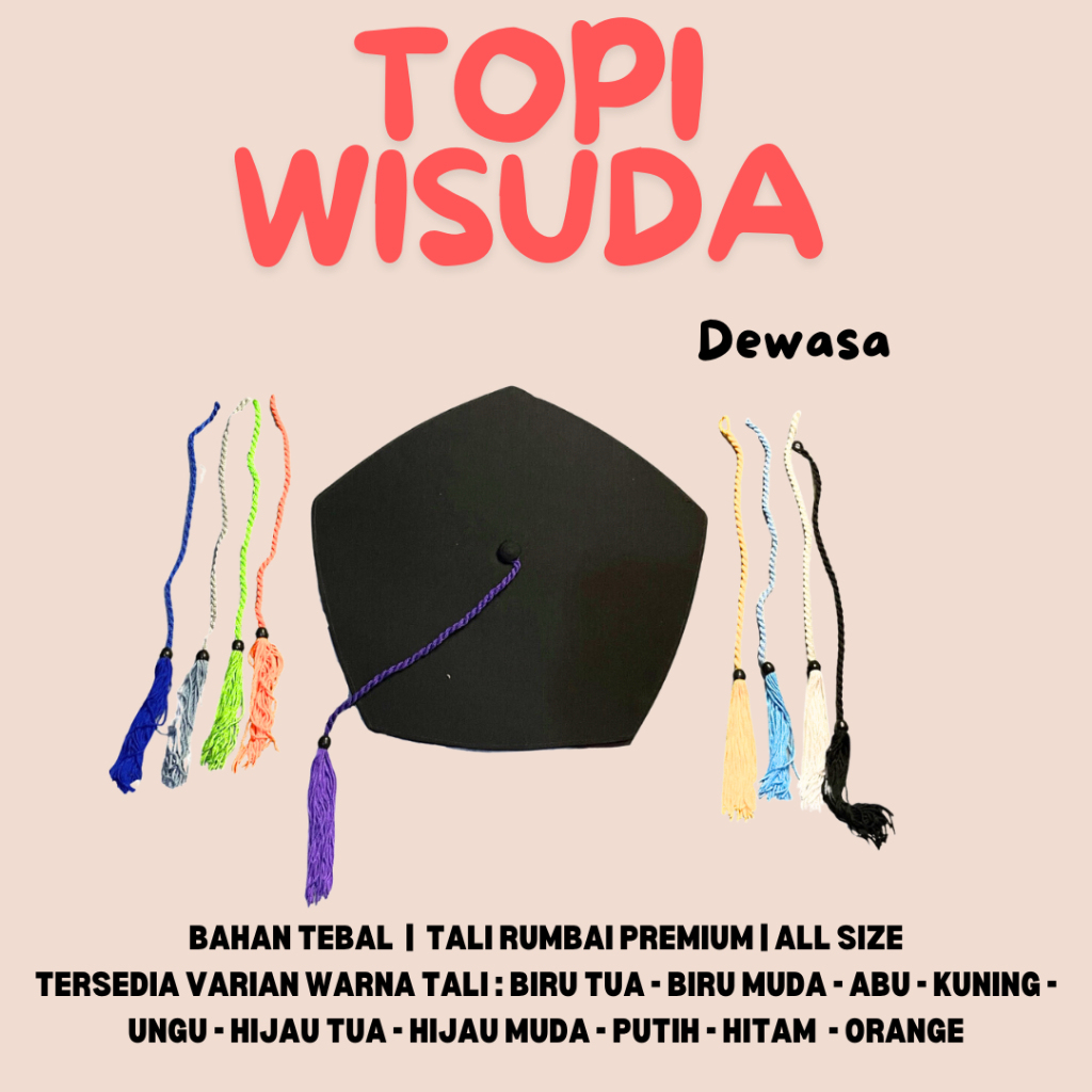 TOGA WISUDA / TOPI TOGA WISUDA / TOPI TOGA WISUDA MURAH WARNA LENGKAP