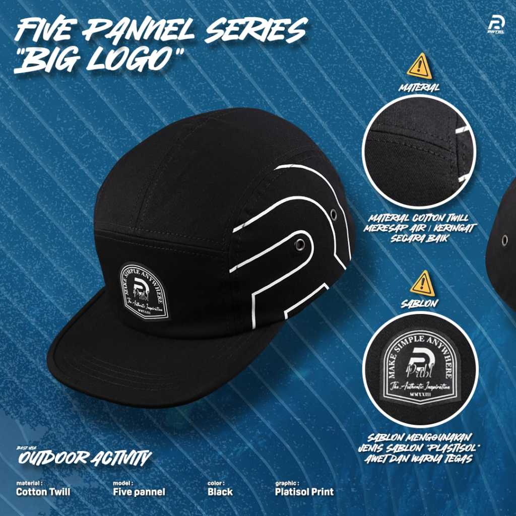 Prtbl Topi Five Panel / 5 Panel Hitam