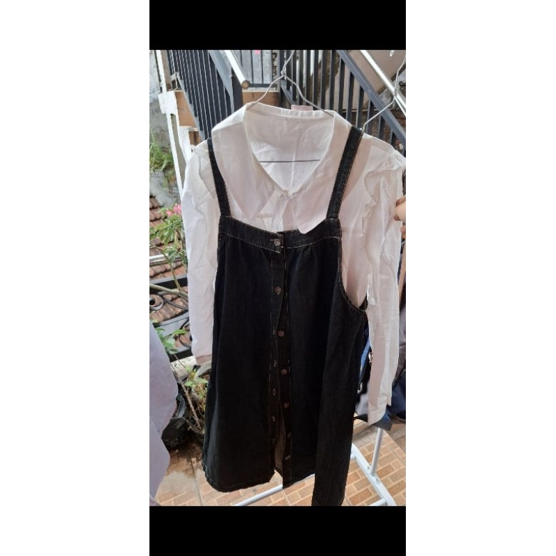 Overall jeans/baju kodok wanita/Rok sandatan/tanpa lengan