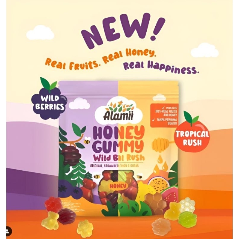 

Alamii Honey Gummy 40gr (cemilan anak rendah gula dari madu dan buah asli)