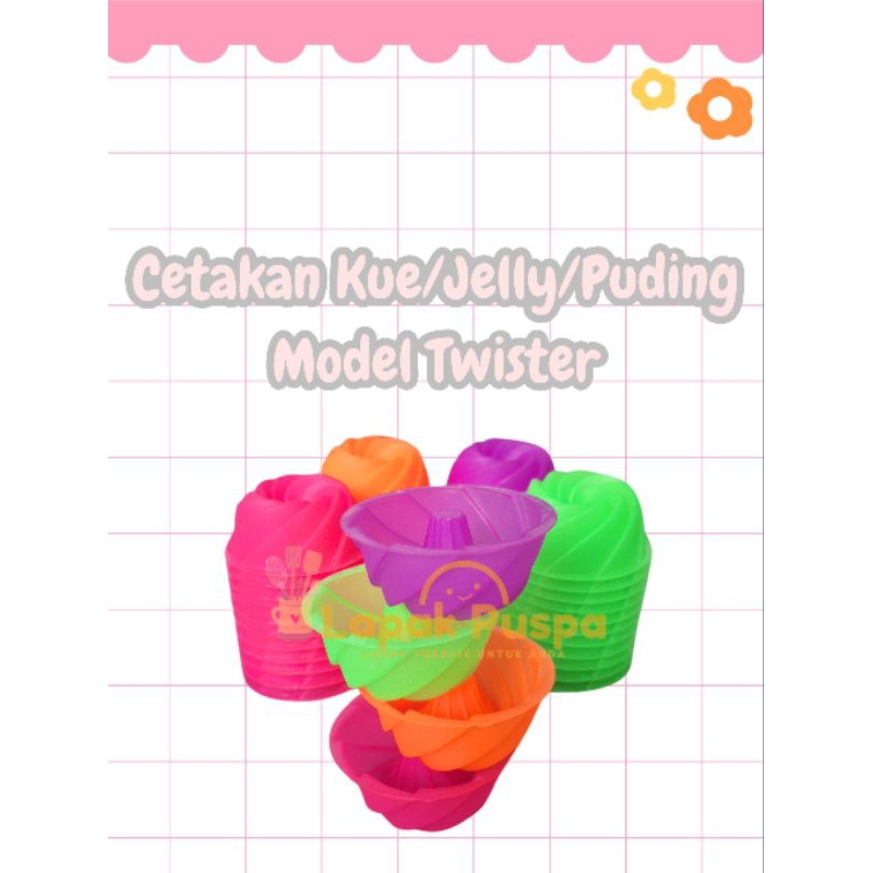 12 pcs cetakan kue kukus puding jelly model twister
