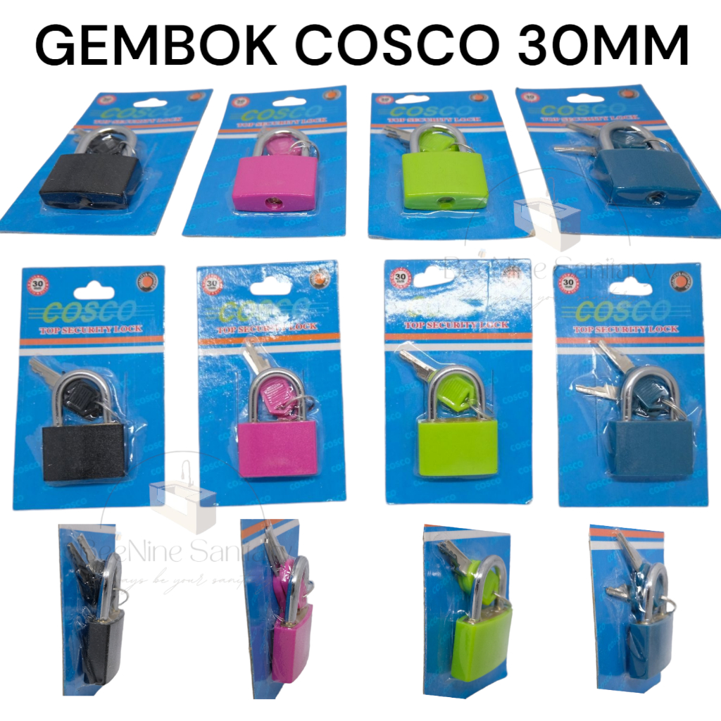 COSCO Gembok Mini Warna-Warni Cosco/ Gembok Kecil 2 pcs anak Kunci / Gembok tas/ gembok koper/ Gembo