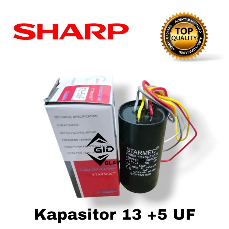 KAPASITOR CAPASITOR MESIN CUCI SHARP 13+5UF KAPASITOR 5+13 MIKRO FARAD QUALITY