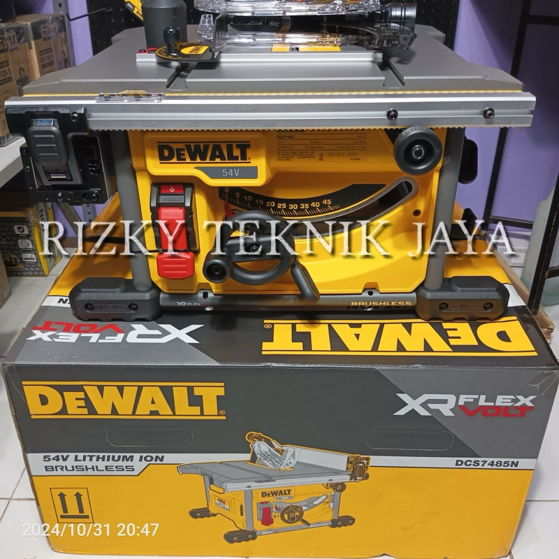 DEWALT DCS7485 N Xr Flexvolt Cordless Table Saw 54V 60V Meja Potong Kayu 8 inchi Dewalt- Tanpa Bater