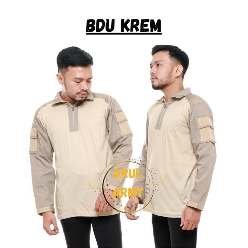 BAJU TACTICAL BDU POLOS CREAM BDU LORENG TERBAIK
